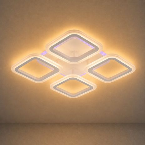 Люстра потолочная VALESO LI8822/4B WH (RGB), белая, LED 64W+8W