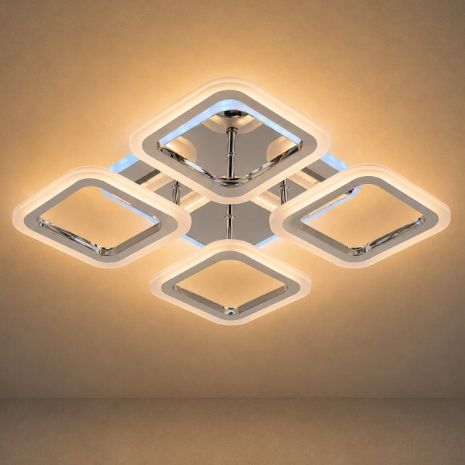 Люстра потолочная VALESO LI8822/4B CR (RGB), хром, LED 64W+8W