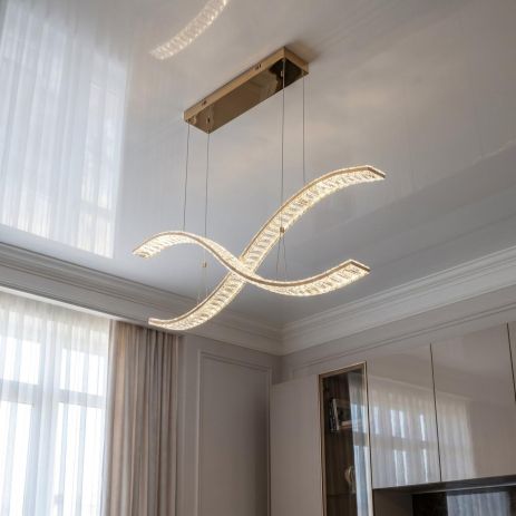 Люстра волны с кристаллами Artlight 90W до 20 м² цвет Золото 523-1200-2-C-GD