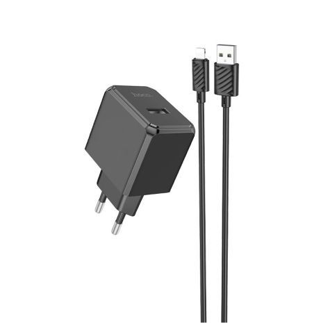 Зарядний пристрій Hoco CS11A USB чорний + кабель USB to Lightning