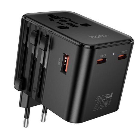 Мережевий зарядний пристрій Hoco AC31 USB/2 Type-C PD 25W black Мережевий зарядний пристрій Hoco AC31 USB/2 Type-C PD 25W black