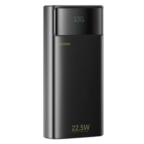 Power bank Remax FC-12 20000mAh 22.5W PD+QC + кабель Type-C/ Lightning, з ліхтариком, чорний