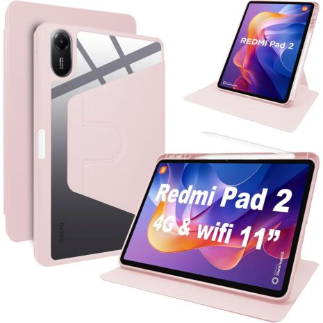 Чохол TPUCristal Pen holder 360 для Xiaomi Redmi Pad 2 2025 Світло-рожевий