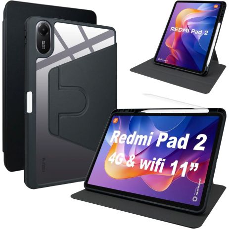 Чехол TPUCristal Pen holder 360 для Xiaomi Redmi Pad 2 2025, черный