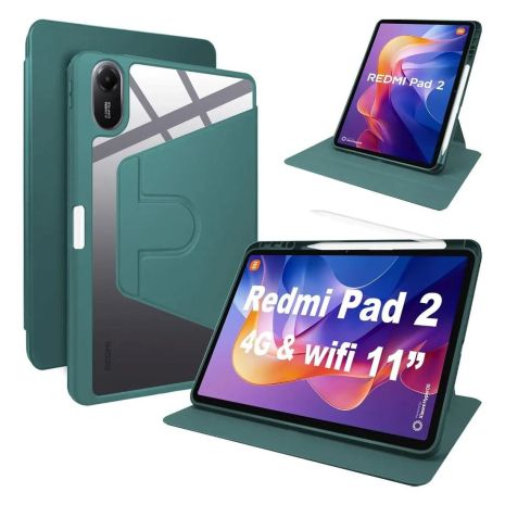 Чохол TPUCristal Pen holder 360 для Xiaomi Redmi Pad 2 2025 Темно-зелений