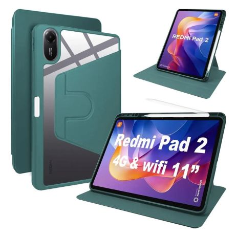 Чохол TPUCristal Pen holder 360 для Xiaomi Redmi Pad 2 2025 Темно-зелений