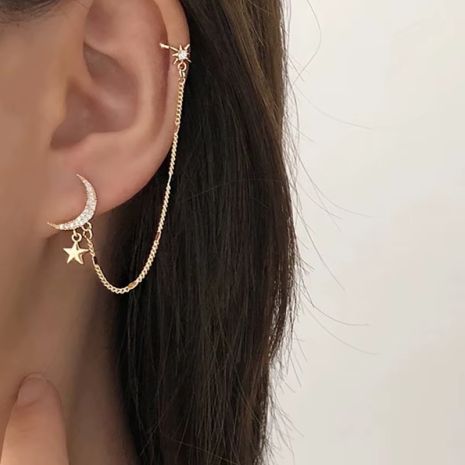 Каф кліпс на вухо місяць і зірочка зірка Star Earcuff з місяцем