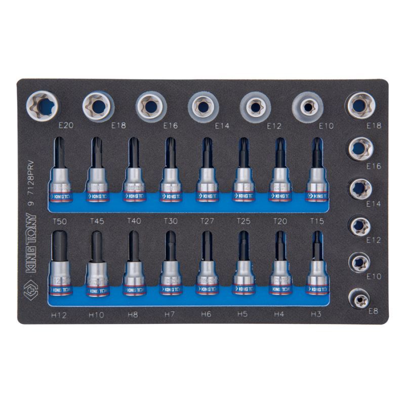 Набор торцевых головок 1/2"+3/8", TORX, HEX, Е6-Е20, ложемент, 28 предметов Набор торцевых головок 1/2"+3/8", TORX, HEX, Е6-Е20, ложемент, 28 предметов