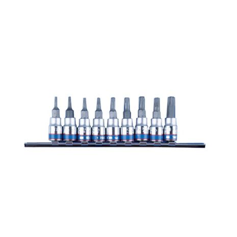 Набір TORX 1/4" 9 од. у тримачі T8-T40 з отвором (на планці) KING TONY 2119PR