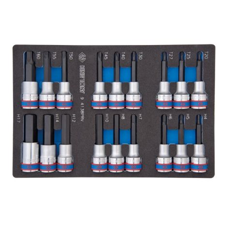 Набор торцевых головок 1/2", TORX, HEX, L = 80 мм, ложемент, 18 предметов Набор торцевых головок 1/2", TORX, HEX, L = 80 мм, ложемент, 18 предметов