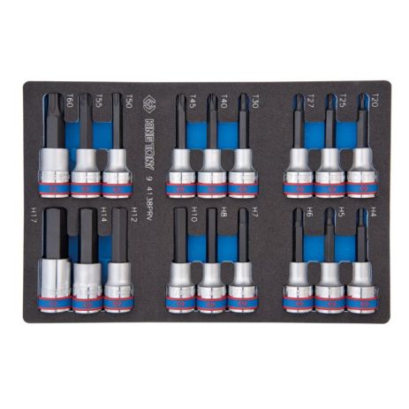 Набір торцевих головок 1/2", TORX, HEX, L = 80 мм, ложемент, 18 предметів