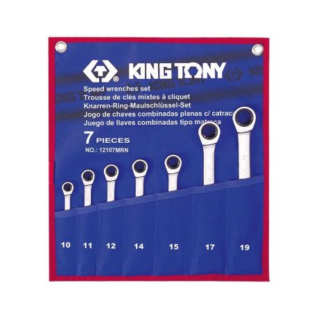 Гайкових ключів комбі з тріскачкою набір 7 шт. (10-19 мм) KING TONY 12107MRN