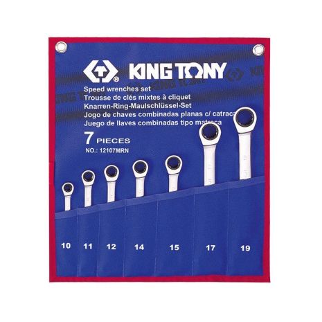 Гайкових ключів комбі з тріскачкою набір 7 шт. (10-19 мм) KING TONY 12107MRN