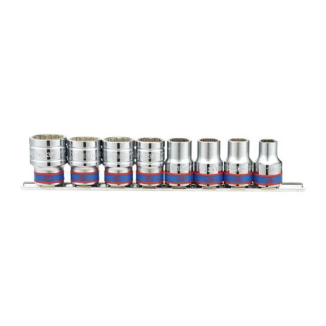 Набір головок 1/2" 8 од. 12-ти гранн. 10-22 мм на планці (блістер) KING TONY 4010MR