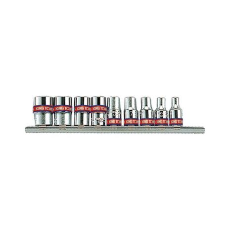 Набір головок 1/4" 9 од. на планці Дюйм. KING TONY 2509SR Набір головок 1/4" 9 од. на планці Дюйм. KING TONY 2509SR