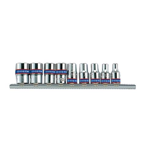Набор головок 1/4" 9 ед. 6-ти гранные (4-13mm) на планке Набор головок 1/4" 9 ед. 6-ти гранные (4-13mm) на планке