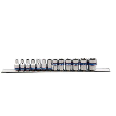 Набор головок 1/4" 13 ед. 6-ти гранные, (4-14mm) на планке