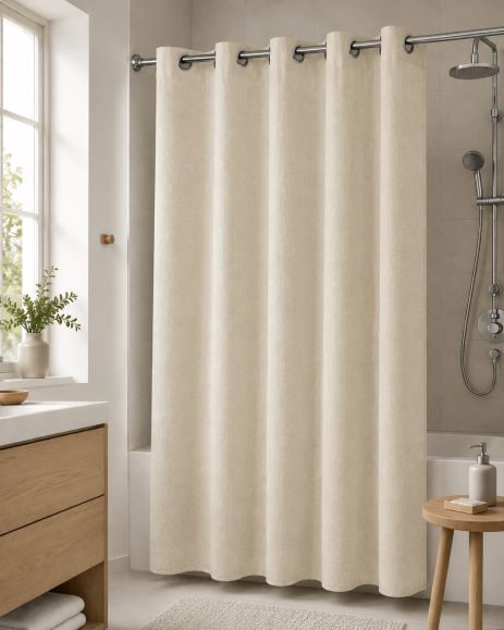 Шторка для душу тканинна з люверсами 180*180 см 200/grey-beige