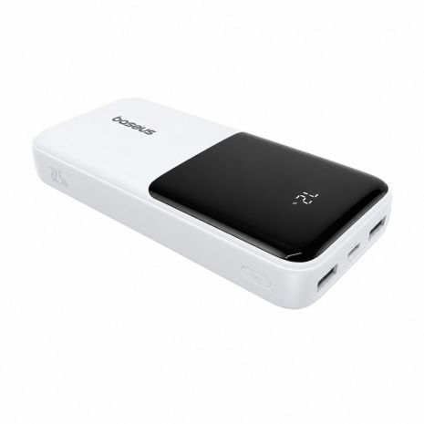 Повербанк Baseus Bipow Digital Display 20000mAh 22.5W із вбудованими кабелями USB-C та Lightning, швидка зарядка, білий Повербанк Baseus Bipow Digital Display 20000mAh 22.5W із вбудованими кабелями USB-C та Lightning, швидка зарядка, білий