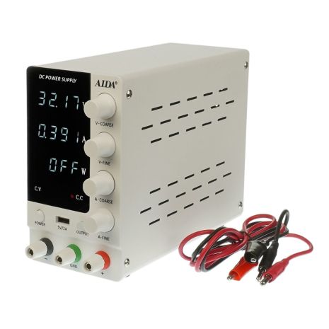 Блок живлення лабораторний Aida AD-3010W, 30V 10A, імпульсний, з цифровою індикацією (V/A/W), USB 5V/2A