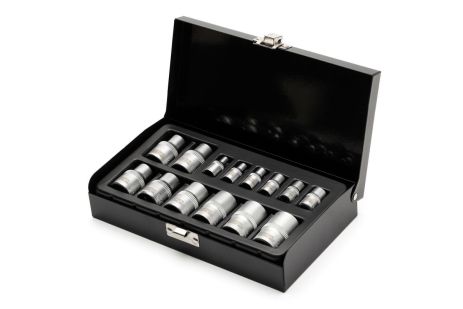 Набор головок E-TORX ¼" E4-E10 ½" E10-E22 CrV 14 шт в металлическом кейсе MASTERTOOL 78-1414