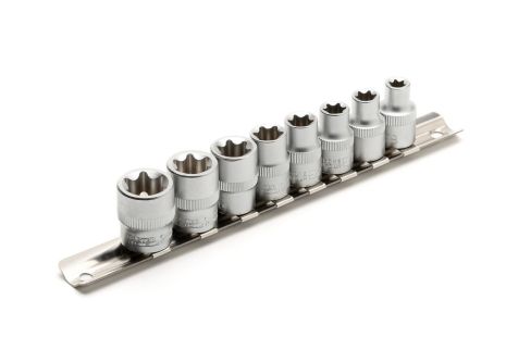 Комплект торцевих головок E-TORX ⅜" E8-E20 CrV 8 шт MASTERTOOL 78-3808 Комплект торцевих головок E-TORX ⅜" E8-E20 CrV 8 шт MASTERTOOL 78-3808