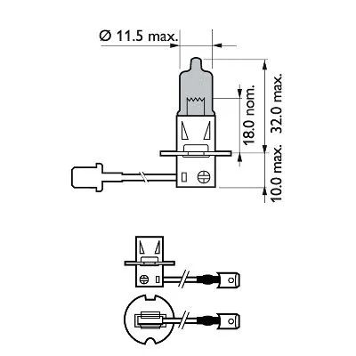 12336WVUB1 (PHILIPS) H3 WhiteVision ultra +60% (3900K) B1 12V 55W PK22s (заміна 12336WHVB1)