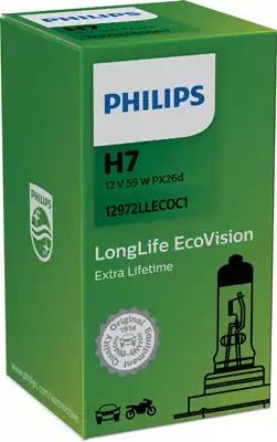 Лампа накаливания H7 12V 55W PX26d longerlife ecovision (пр-во), PHILIPS (12972LLECOC1)