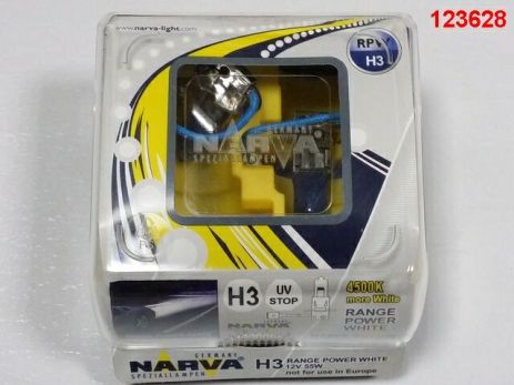 Лампа NARVA TWIN SET H3 12V 55W RANGE POWER WHITE (48602) (пара) сині