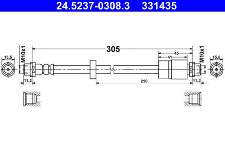 Тормозной шланг, SEAT EXEO, AUDI A4, ATE (24523703083)