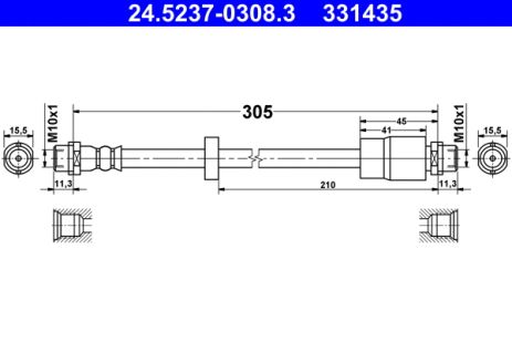 Тормозной шланг, SEAT EXEO, AUDI A4, ATE (24523703083)