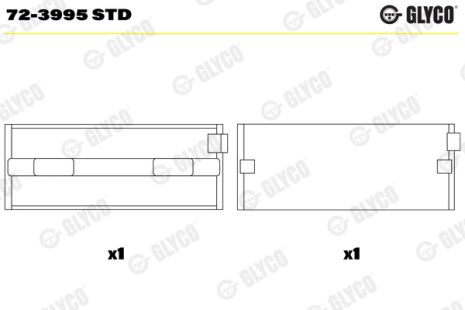 Коренной подшипник, CHRYSLER DELTA, HOLDEN ASTRA, Glyco (723995STD)