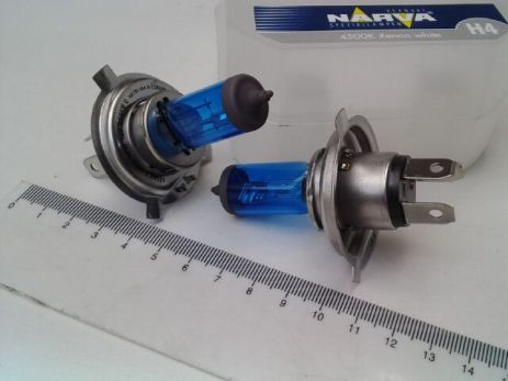 Лампа NARVA TWIN SET H4 12V 60/55-43 RANGE POWER WHITE (48680) (пара) сині