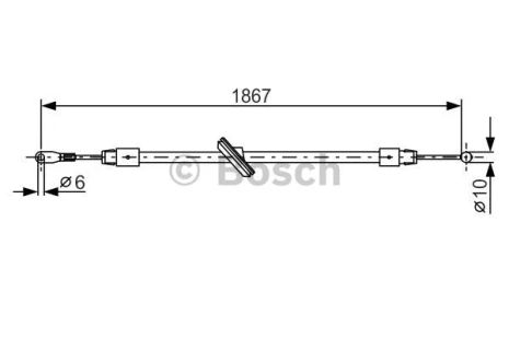 Трос тормозного привода стояночной тормозной системы, MERCEDES-BENZ SPRINTER, VW CRAFTER, BOSCH (1987482028)