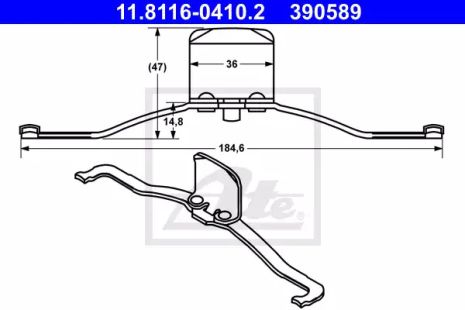 Пружина тормозного суппорта переднего, SKODA 4F0615269, OPEL 93195709, ATE (11811604102)