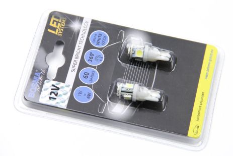 Автомобильная лампа T10 LED 12V 4XSMD 5050 LED WHITE 2 шт., BOSMA (4168) Автомобильная лампа T10 LED 12V 4XSMD 5050 LED WHITE 2 шт., BOSMA (4168)
