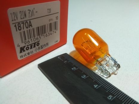 Лампа бесцокольная KOITO 12V WY21W (1870A) оранжевая