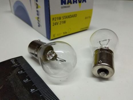 Лампа с цоколем NARVA 24V P21W (17643) (10 шт. в уп.)