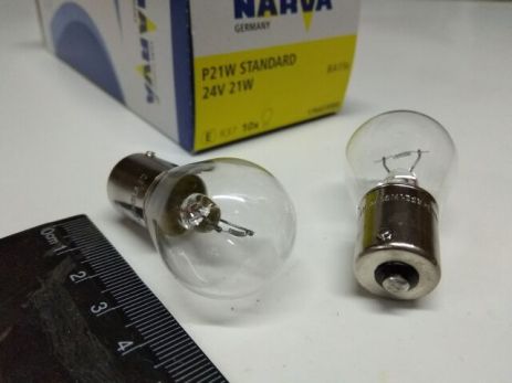 Лампа з цоколем NARVA 24V P21W (17643) (10 шт. в уп.)