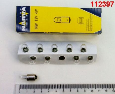 Лампа з цоколем NARVA 12V T4W (17131), (10 шт. в уп.)