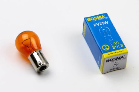 Автолампа BAU15S 24V 21W PY21W Янтарний в коробці 1шт, BOSMA (3493S)