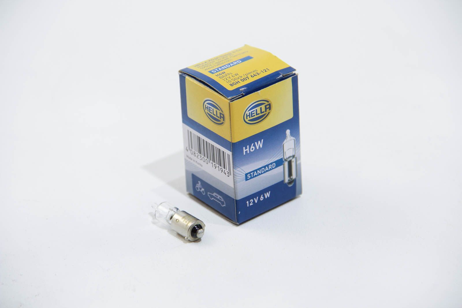 Автолампа BA9S 12V 6WT6W H6W 12V6W, HELLA (8GH007643121) Автолампа BA9S 12V 6WT6W H6W 12V6W, HELLA (8GH007643121)