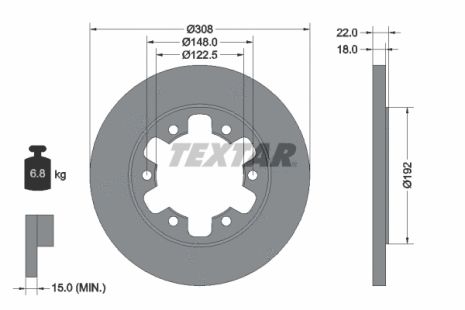 Диск гальмівний FORD AUSTRALIA, TEXTAR (92275803)