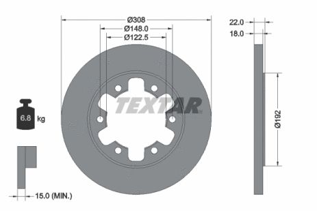 Диск гальмівний FORD AUSTRALIA, TEXTAR (92275803)