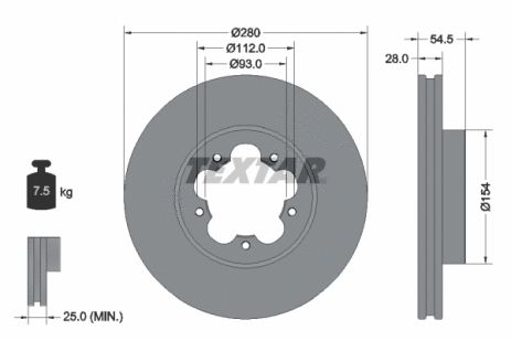 Диск гальмівний FORD AUSTRALIA, TEXTAR (92151803)