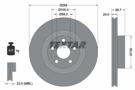 Диск гальмівний SCION FR-S, SAAB 9-2X, TEXTAR (92139500)