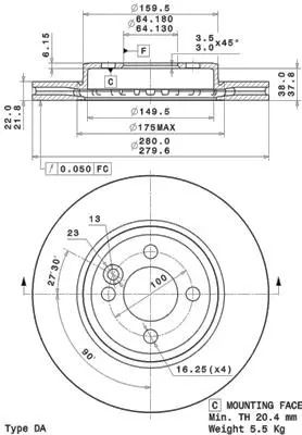 Диск гальмівний MINI MINI, BREMBO (09A76111)