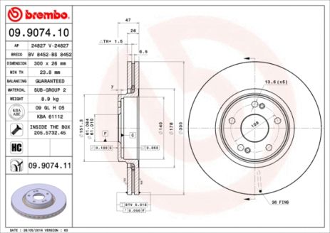Диск тормозной RENAULT LAGUNA, BREMBO (09907411) Диск тормозной RENAULT LAGUNA, BREMBO (09907411)
