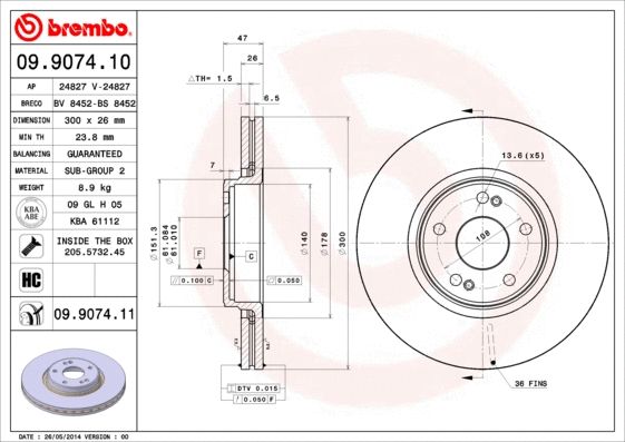 Диск тормозной RENAULT LAGUNA, BREMBO (09907411) Диск тормозной RENAULT LAGUNA, BREMBO (09907411)