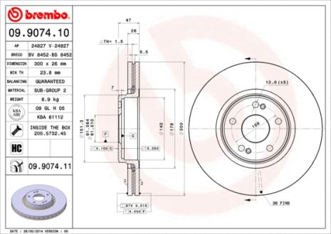 Диск тормозной RENAULT LAGUNA, BREMBO (09907411)